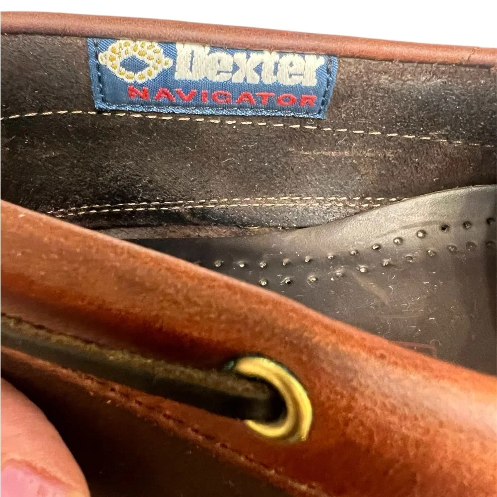 Dexter Navigator Leather Boat Shoes Mens 9 Brown Deck Shoes Preppy Coastal
